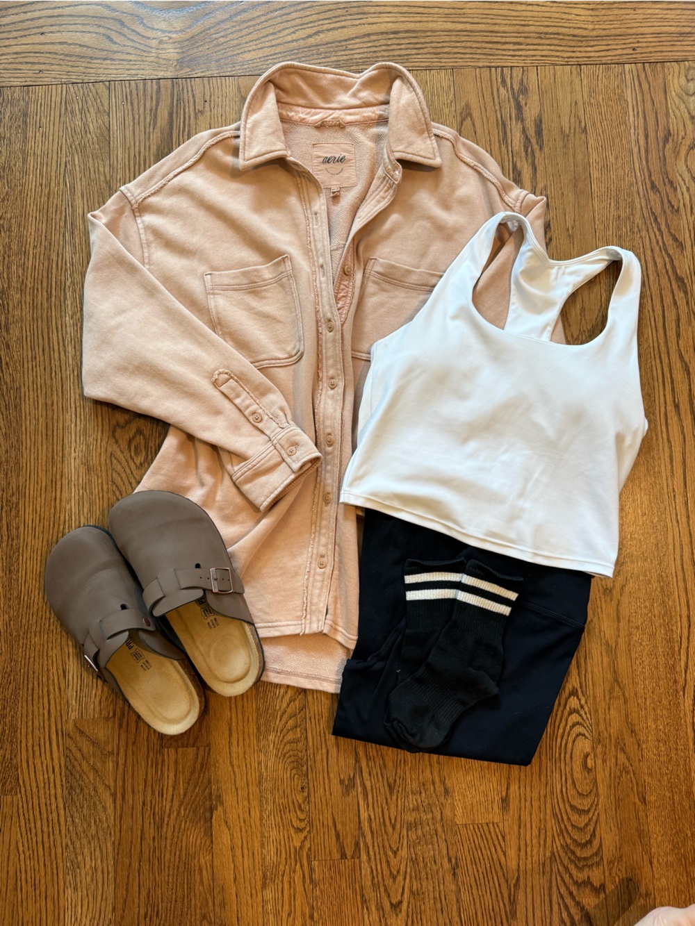 aerie Tan Button Down Oversized Lounge Shirt